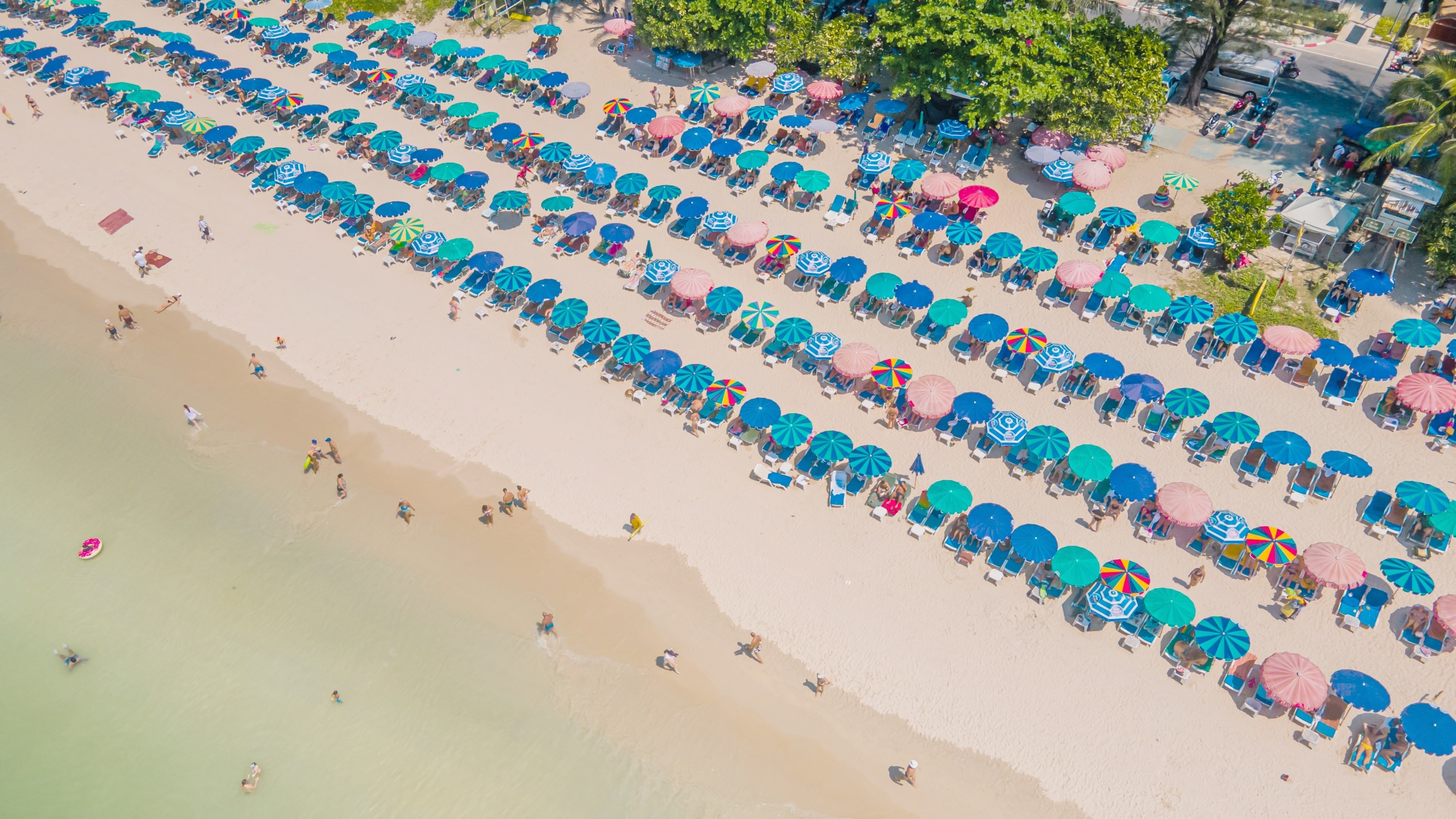 Patong Beach Popular places. afternoon light sky and blue ocean are on the back of white Phuket sea is the one of landmarks on Phuket island Thailand.